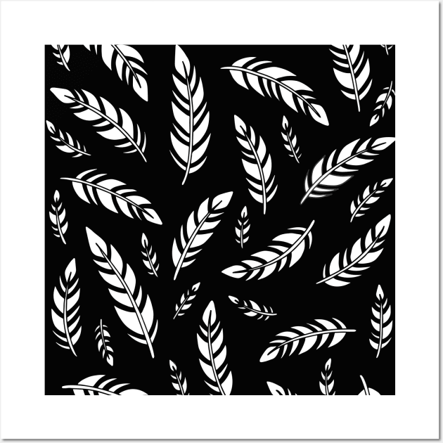 Black and White Feathers Wall Art by HLeslie Design